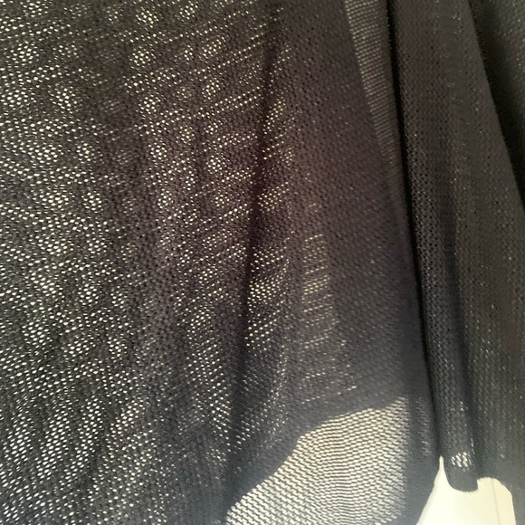 Open Knit Weave Cape Poncho Coat Open Knit Weave Cape Black Metallic One Size - Picture 8 of 15